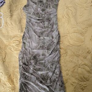 Women's Gray-Green Ruched Evening Dress